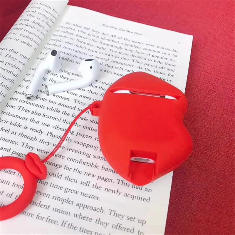 Беспроводные Bluetooth наушники с красными губами, чехол для Airpods, защитный чехол s, силиконовая гарнитура, зарядка, наушники, крышка, коробка для наушников