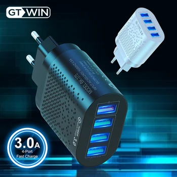 

GTWIN 4 Port 48W USB Charger QC3.0 Fast Charging Mobile Phone Charger Universal Adapter For iPhone Samsung Xiaomi Redmi Note 8 7