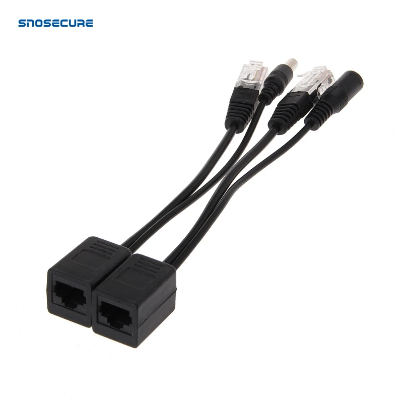 SNOSECURE POE Cable Passive Power Over Ethernet Adapter POE Splitter RJ45 Injector Power Supply Module 12-48v For IP Camera