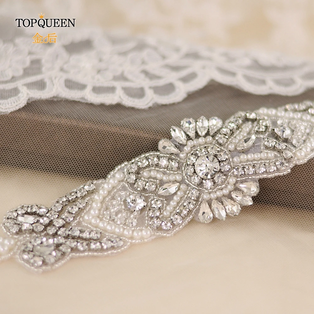 TOPQUEEN SJD-S208 Стразы Жемчуг Свадебные ремни пояса, хрустальные стразы свадебные ленты свадебные пояса для невесты эластичный пояс