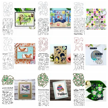 

Turtle Crab Sea Creatures Metal Cutting Dies With Clear Stamps Set Rat Sloth Unicorn Puppy Bears DIY Scrapbooking Craft 2020