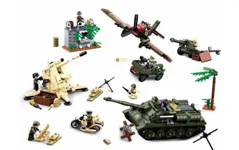 

WW2 Battle of Kursk weapon Model Building Blocks Military Tank Mortar FlaK Gun Fighter Bricks Toys Gift For Children