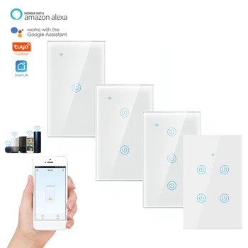 

US Tuya WiFi Light Switch 1 2 3 4 Gang WiFi Smart Switch Alexa Google Home Assistant Smart Life Control Touch Switch Lamp Switch