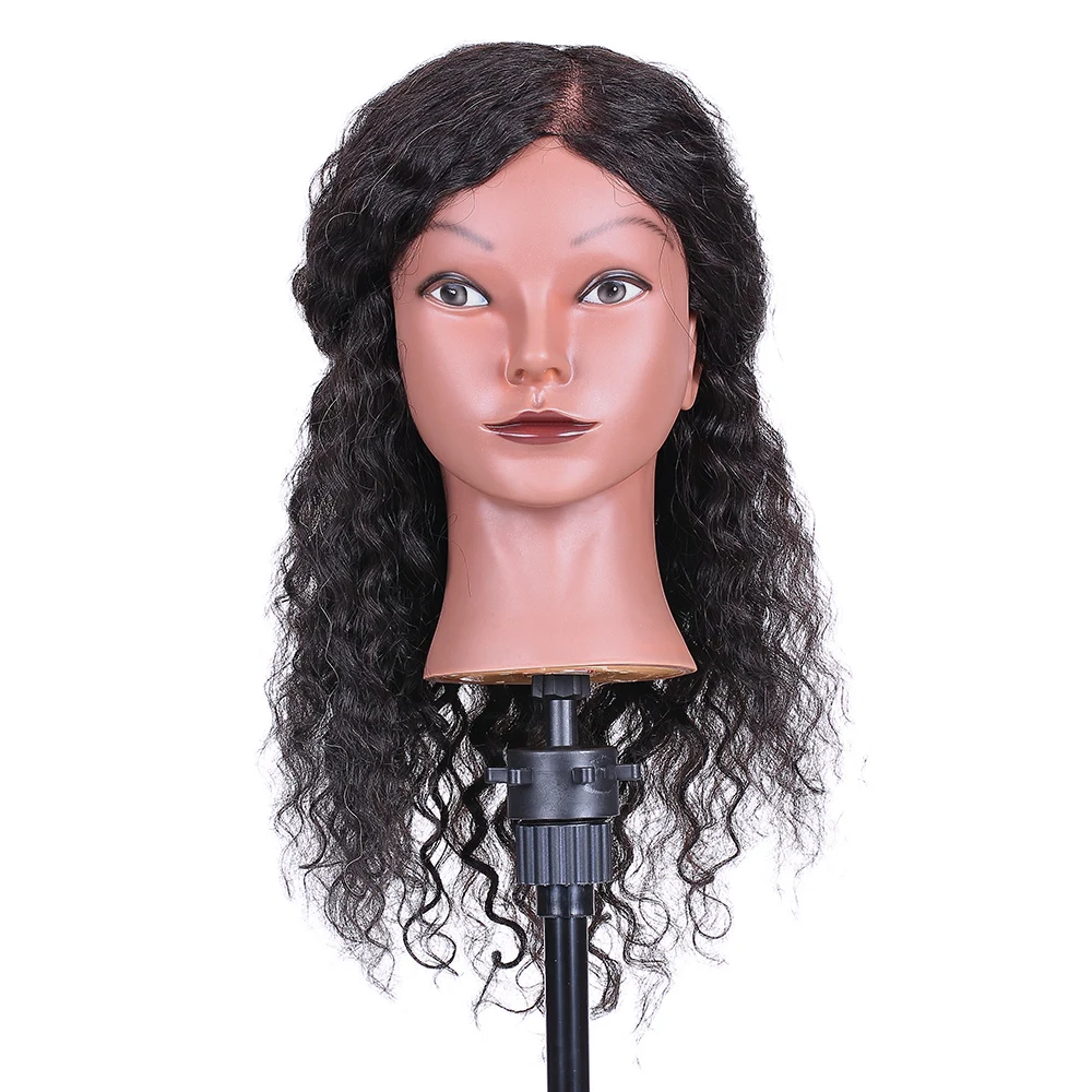 

Curly Hair Mannequin Head Hairdressing Training Head for Hair Styling Practice Hair Braiding Dummy Head with 100% Human Hair