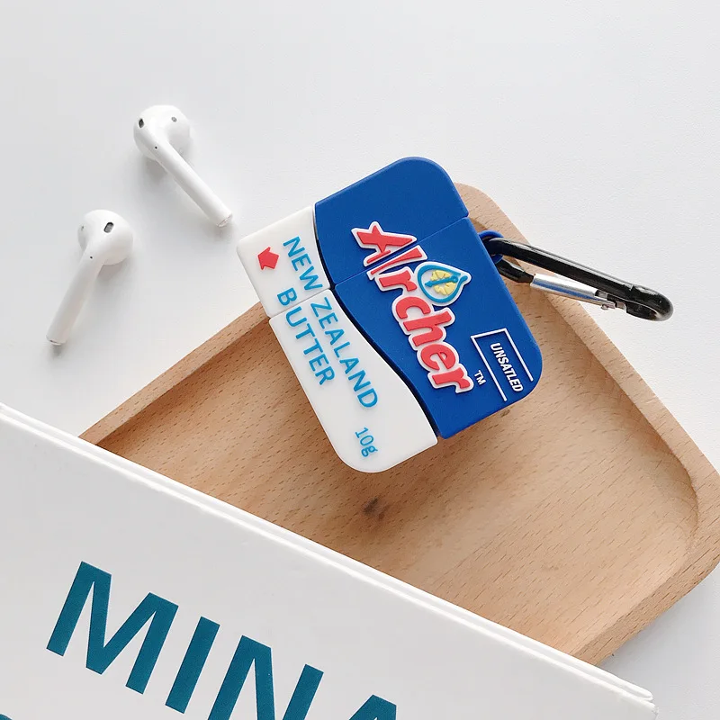 butter Bluetooth чехол для наушников для Airpods 2 милый защитный чехол для Аксессуары для Airpods с брелком стереоскопический 3D Хлеб сливочный - Цвет: butter