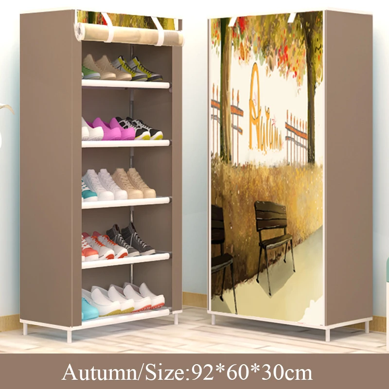 Многослойный пылезащитный стеллаж для обуви, легко установить нетканый органайзер для хранения обуви, подставка для прихожей, держатель для хранения пространства, обувной шкаф - Цвет: Autumn 5L