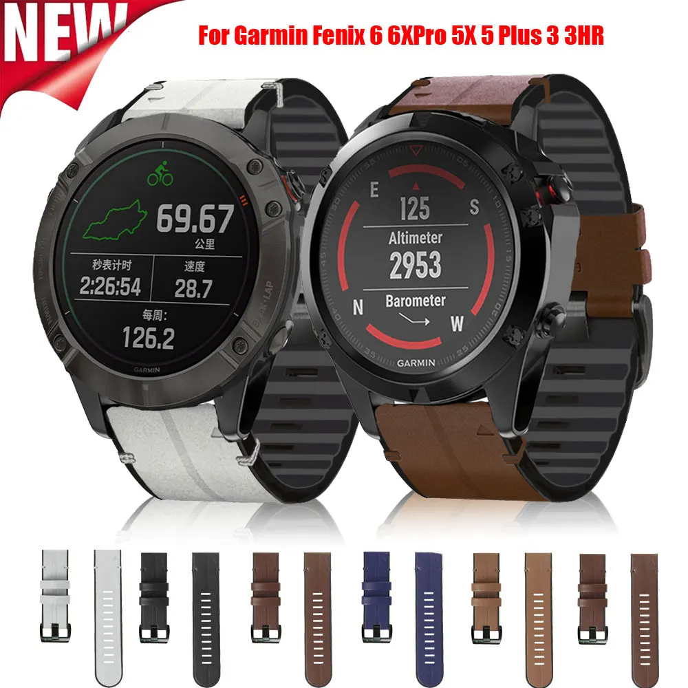 

New Smart Silicone+Leather Replacement Strap For Garmin Fenix 6 6X 6X Pro 5 5X Plus 3 3 HR Forerunner 935 Wristband Band 22 26mm