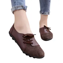 Большие размеры 35-44; женская обувь на плоской подошве; ; лоферы; туфли-лодочки на шнуровке; женская повседневная обувь из мягкой кожи на плоской подошве; женская обувь; zapatos mujer