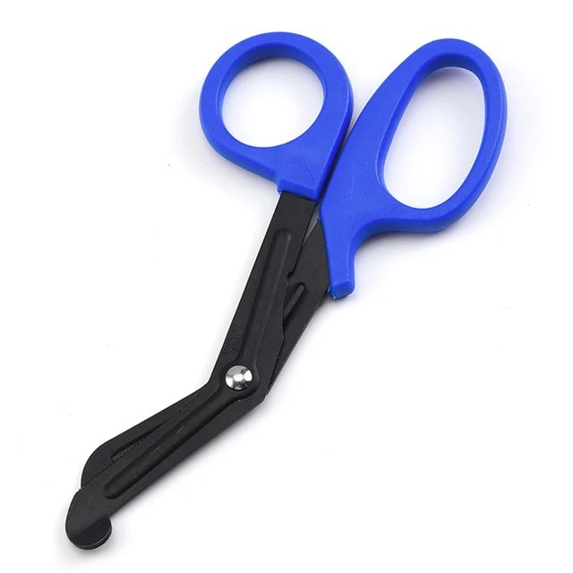Nurse Trauma Scissors Nursing Survive Paramedic Medical Rescue Scissors Gauze Bandage Emergency First Aid Shear for Outdoor Camp bright blue
