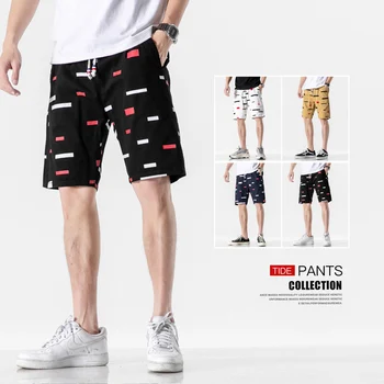 

Summer Fashion Casual Printed Shorts Beach Board Half Pants Outwear Cotton Drawstring Printing Short Pants Men Plus Size L-5XL