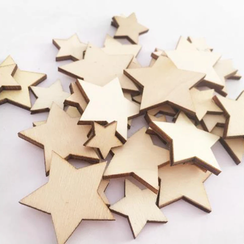 Свадебные деревянные звезды украшения 100 шт кулон Мини разброс Скрапбукинг