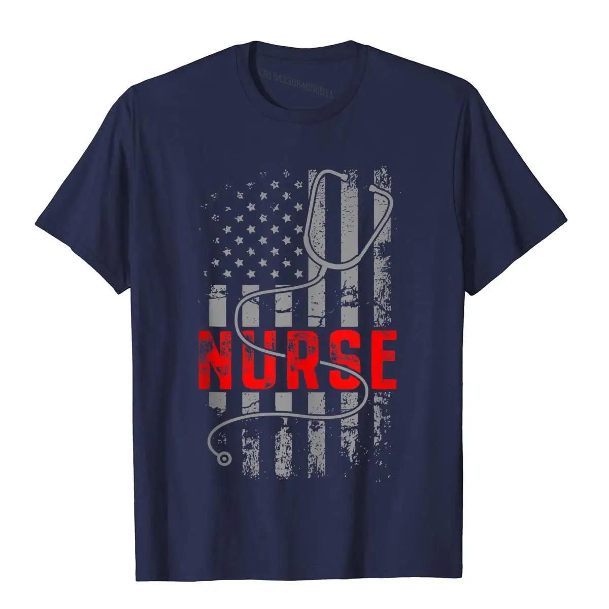 Patriotic Nurse USA Flag Stethoscope Funny Nursing Careers Tank Top__B11147navy