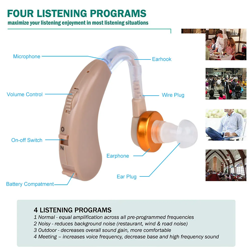 Слуховой аппарат для пожилых, слуховой аппарат, усилитель звука, питание от батареи, устройство для улучшения слуха