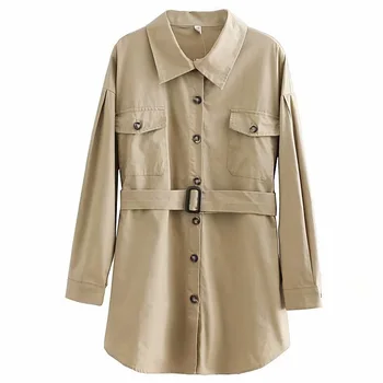 

Women Coat Lapel Neck Elegant Single Breasted Casual With Waist Belt Streetwear Solid Slim Fit Autumn Winter Pocket Fashion