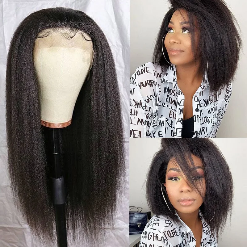 150% Yaki парики из волос предварительно выщипанные бразильские волосы Remy курчавые