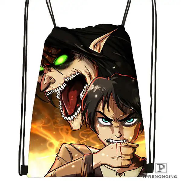 Drawstring Backpack Пользовательские attack_on_titan_bowser_@ 01-походная сумка на шнурке милый рюкзак для детей(черная спинка) 31x40 см#180611-03-129 - Цвет: Drawstring Backpack