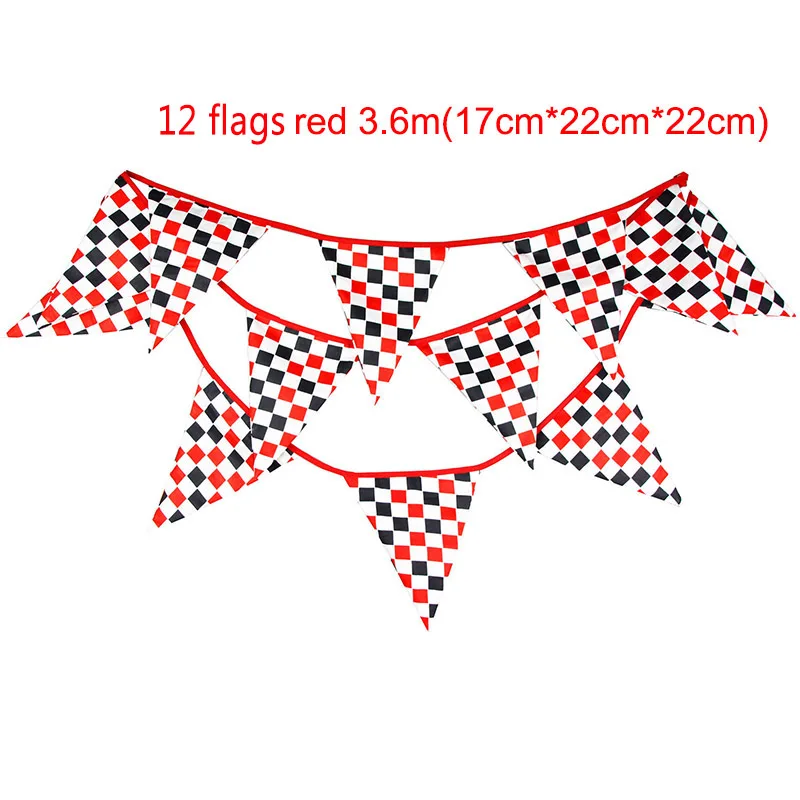 3.6m 12flags red 1 шт. 10 м 38 шт. флаги клетчатый Вымпел Баннер черно-белые флаги гонки для домашней вечеринки на день рождения украшения - Цвет: 3.6m 12flags red