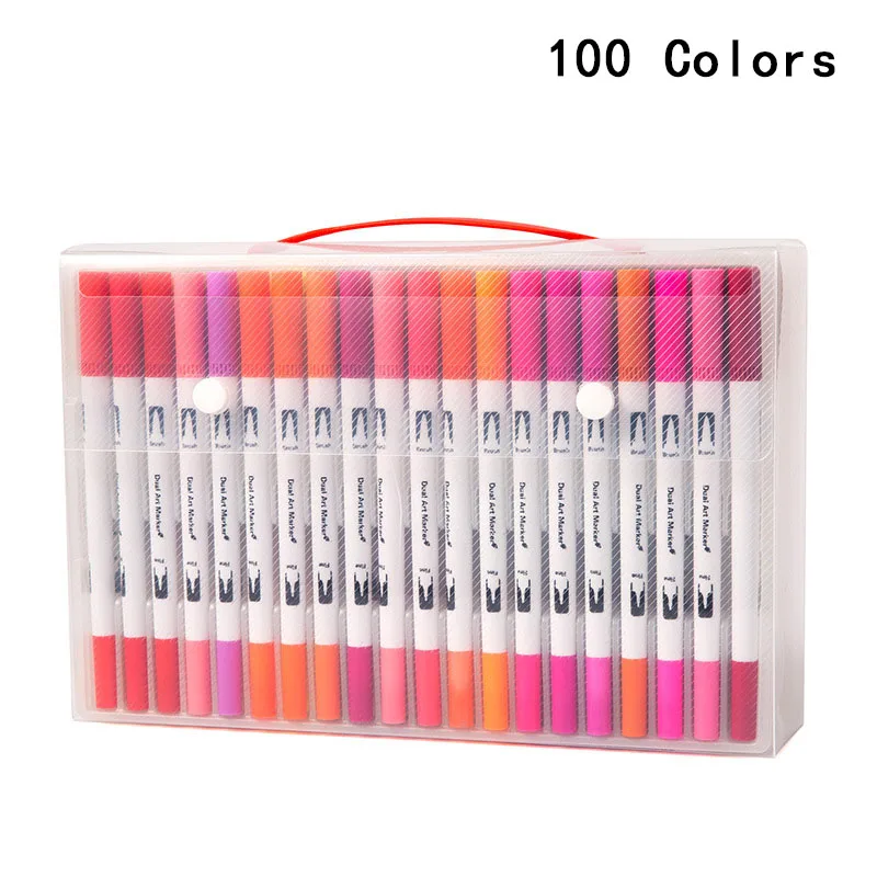 

Line Colored pen set Drawing Brush head Crafts DIY 24/36/100Colors Water Based Dual Head Marker Durable