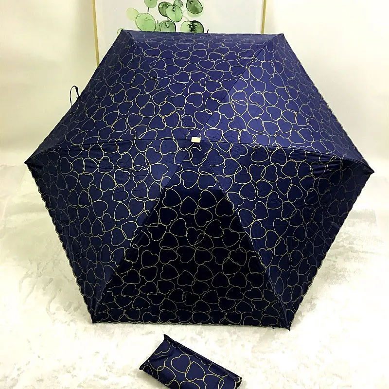 1pc Five Folding Rainy Day Pocket Umbrella Mini Waterproof Sun Protection Flat Handle Women Girls Outdoor Portable Parasol
