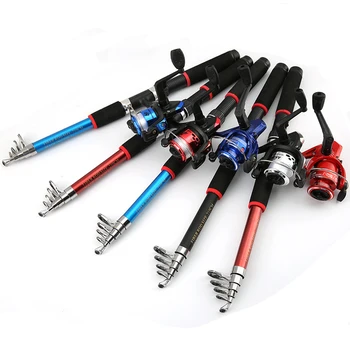 

Fishing Rod Reel Combo Full Kit 2.1m Telescopic Fishing Float Spinning Reel Set with Hooks Lures Barrel Swivels Storage Bag Suit