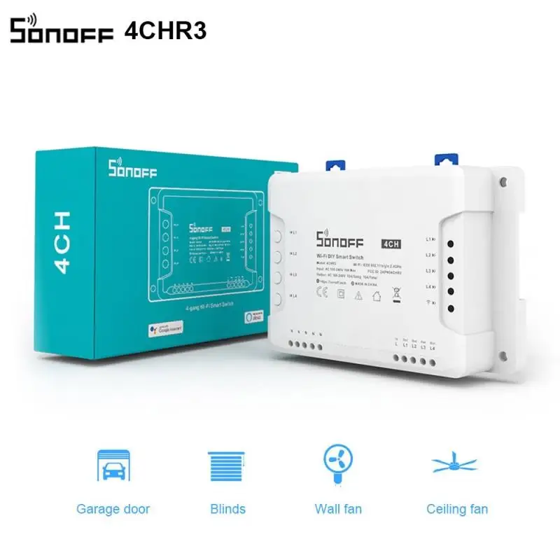 Интеллектуальный выключатель света Sonoff 4CH R3/4CH PROR3 4 канала Беспроводной