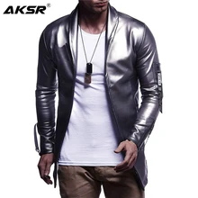 AKSR Мужская модная кожаная куртка, пальто, повседневная куртка с длинным рукавом, тонкая мотоциклетная куртка, топы