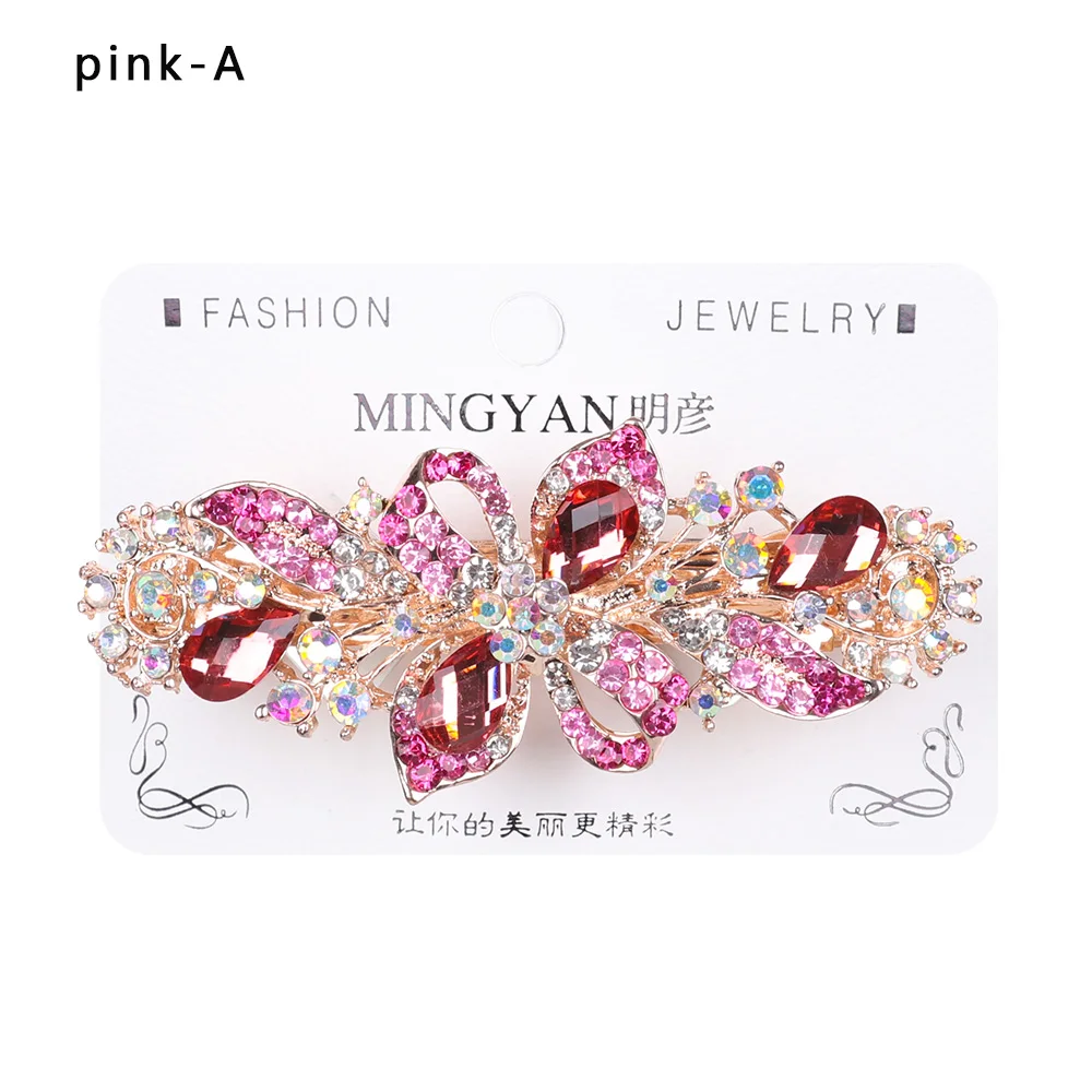 pink A Стразы, заколки для волос с цветами, заколки для волос с кристаллами, полимерный цветочный конский хвост, головной убор для женщин, девушек, конский хвост, аксессуары для волос, подарок - Цвет: pink A