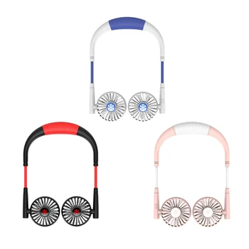 

3 Wind Speed Adjustable Small Hanging Neck Fan Portable Hands-free Fan Neck Band Air Cooler Electric Fan 2020 New