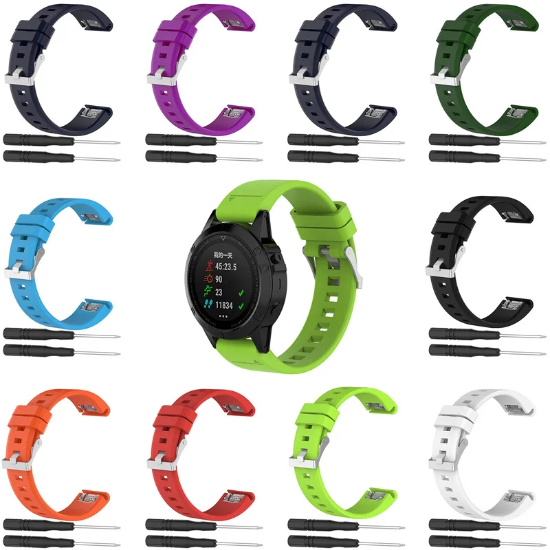 

Silicone Smooth Sports Strap For Garmin Fenix6 Fenix5 Fenix3 Fenix2 Forerunner935 Quatix5 22mm Universal