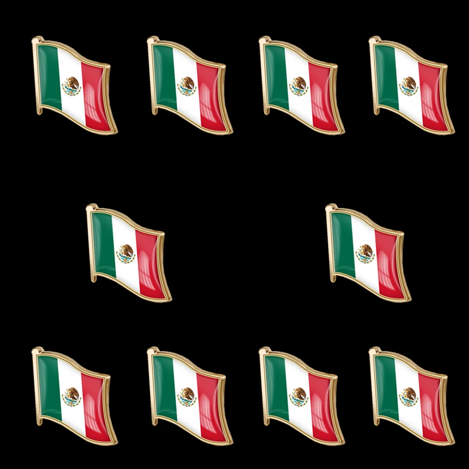 

10Pieces Mexico Lapel Pin Flag Brooches Set Pin Badges Brooch for Clothing Bags Accessory DIY