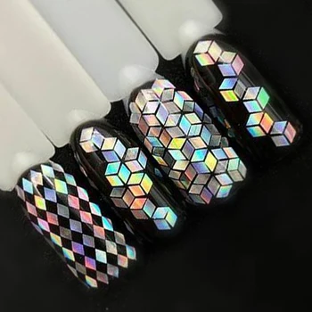 

1 Bottle Laser Silver Nail Glitter Sequins Dust Mixed Rhombus Shape Tips DIY Charm Polish Flakes Decorations Manicure SALS01-16