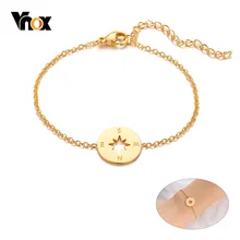 Vnox подвеска компас цепь браслеты для женщин золотой тон нержавеющая сталь pulseira 6,6"-8,66" размер регулируемый минималистические ювелирные изделия