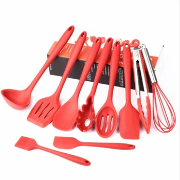 

10Pcs/set Silicone Cooking Utensils Non-stick Soup Spoon Spatula Shovel Ladle Sets for Kitchen Cooking Accessories