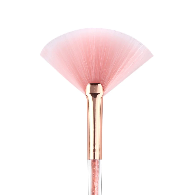 Daubigny Pink Crystal Cosmetic Tools Fan Shape Makeup Brush Highlighter Face Powder 1 Pcs Make Up Blending Natural | Красота и