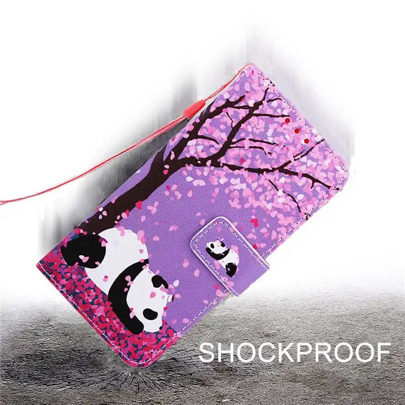 Cute Panda Patterned PU Leather Flip Wallet Case Cover on sfor Samsung S8 Plus S10 S10e S9 J4 J6 2018 Cards Holder Phone Coque   (28)