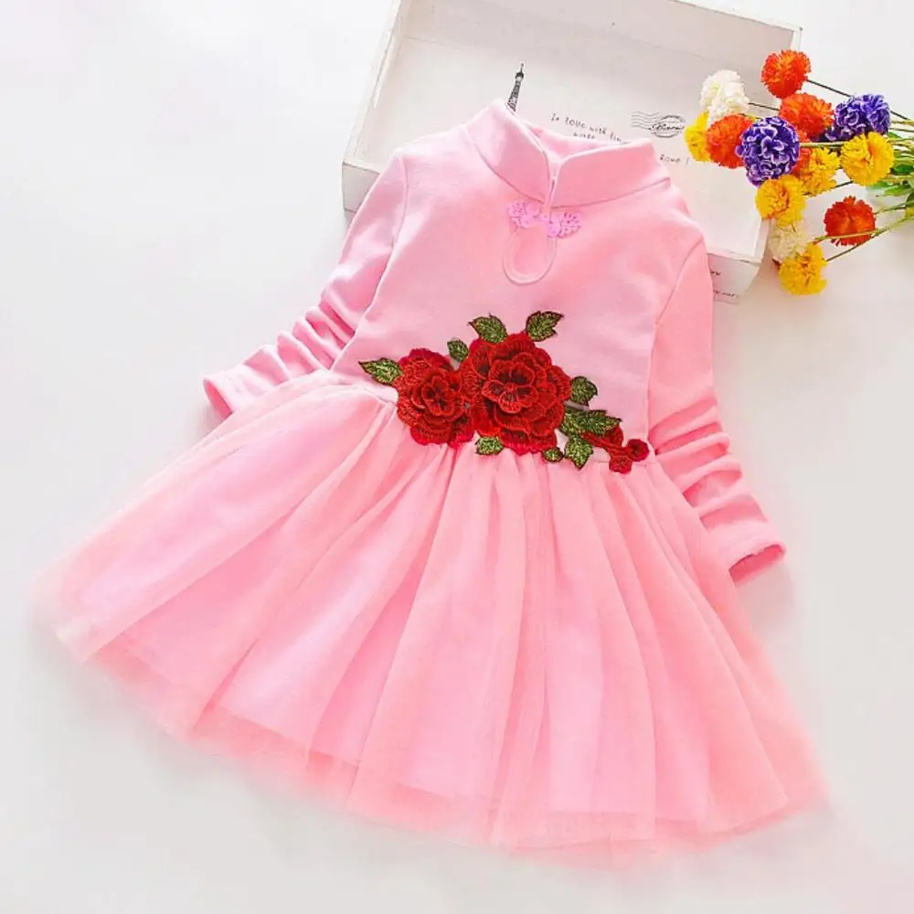 pink Новые детские Платья с цветочным рисунком для девочек, вечерние кружевные платья, Vestido, платье-пачка, одежда для маленьких девочек, Детский карнавальный костюм, 2, 3, 4, 5, 6 лет - Цвет: pink