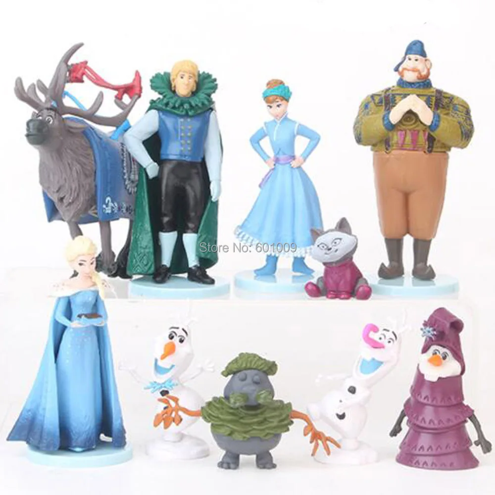 EMS 20/лот 10 видов стилей, Эльза, Анна, принцесса, Олаф снеговик Кристофф Sven 3,5-10 см ПВХ Фигурки Модель