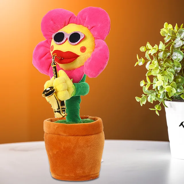 Simulation Sunflower Saxophone Plush Toy Enchanting Sunflower Musical Toys Funny Dancing Flower Connecting With  Toy 4