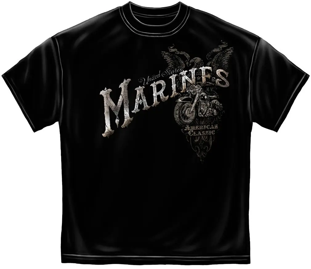 Fashion T-Shirt Men Clothing Mens Graphic Apparel USMC MARINE BIKER AMERICAN CLASSIC Summer Style |