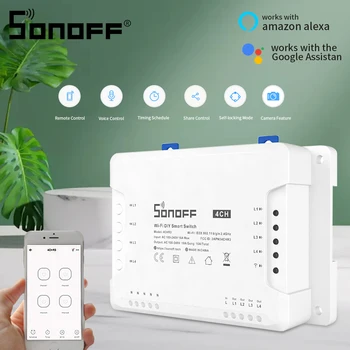 

Sonoff 4CH R3 Wireless Control Smart Home Inching Self-Locking Interlock Smart Switch Wifi Work With Alexa Google Home Ewelink