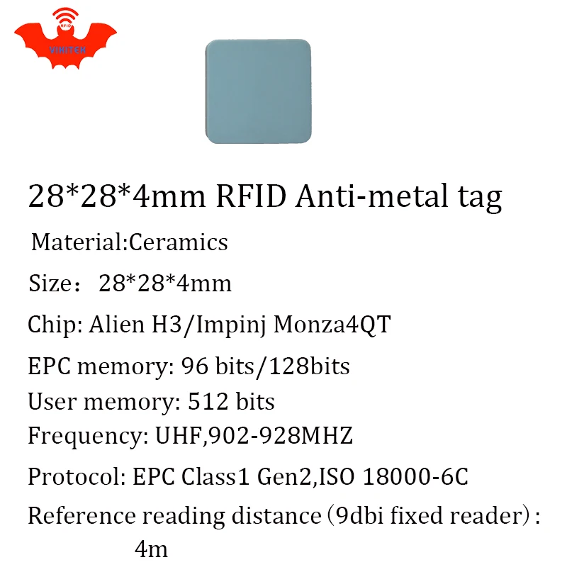 UHF RFID Метка 915 м 868 Alien Higgs3 EPCC1G2 6C инструмент для литья 28*28*4 мм квадратная керамика