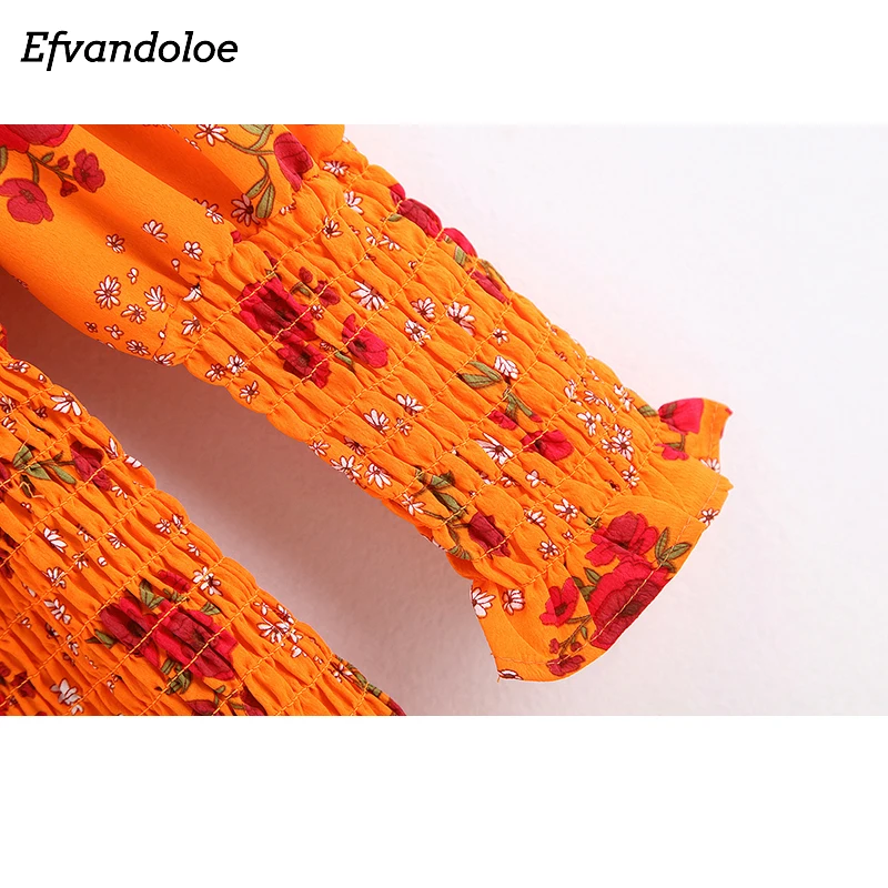 Efvandoloe цветочное оранжевое платье для женщин элегантные вечерние цветочные тонкие летние платья
