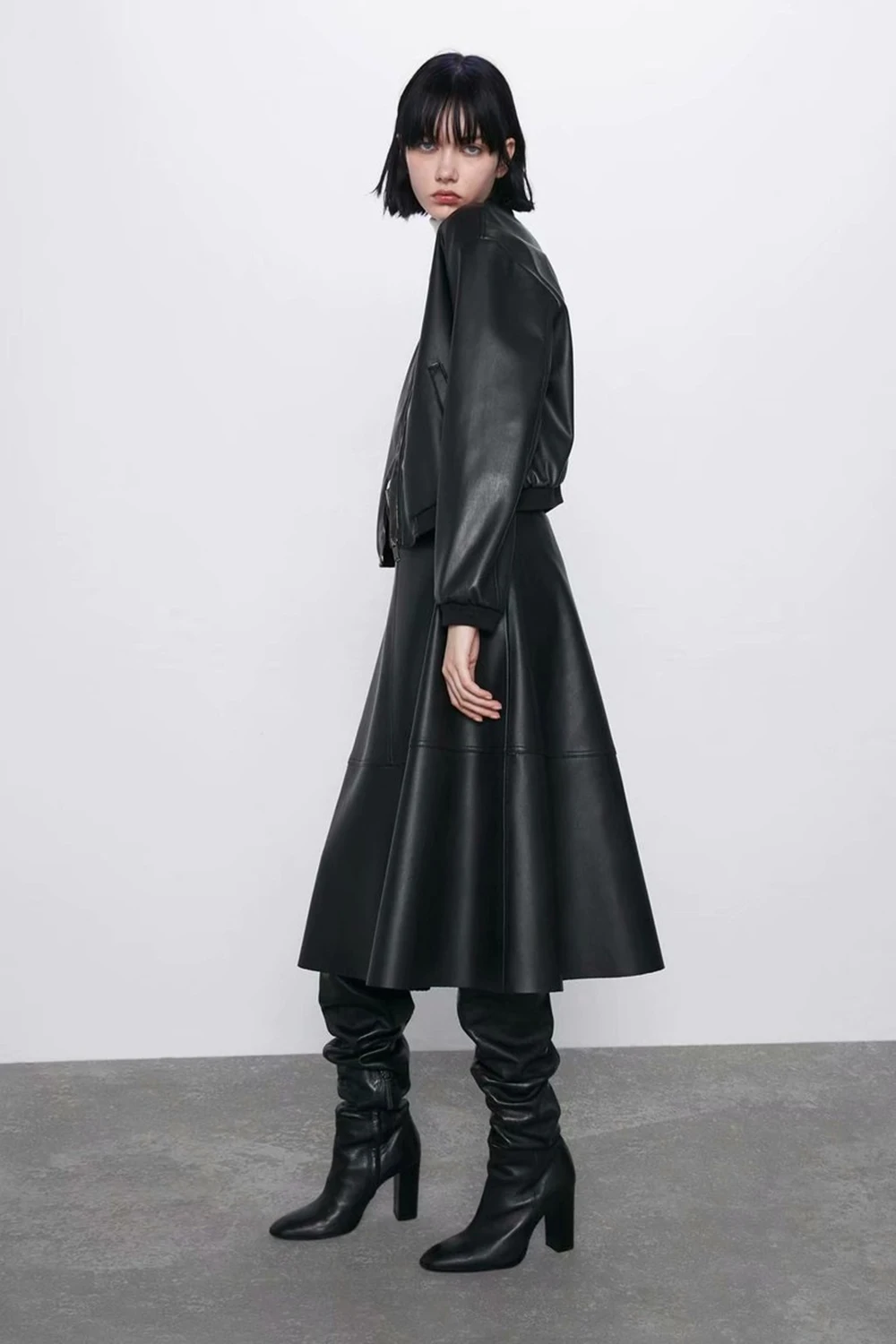 Monarchess Statement Za New Autumn Winter Skirt Fashion High Waist Belt Imitation Leather A Skirt Plus Velvet Women Clothes