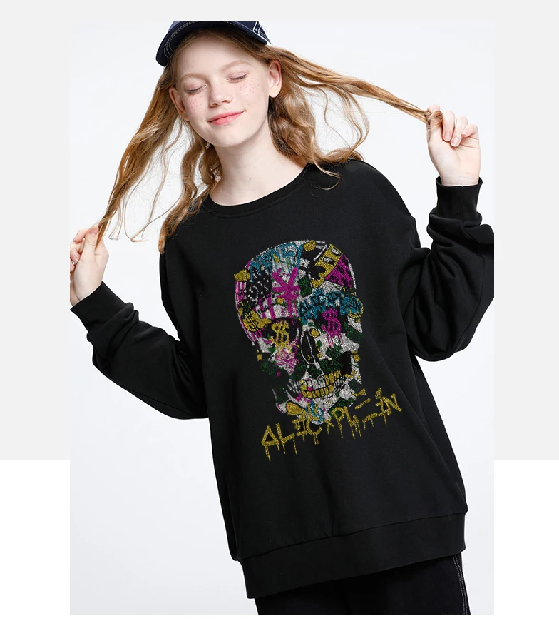 

Design College Hoodies Women Hot drill Female Sweatshirt 2020 Casual Pullovers Ladies Tops