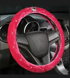 13 цветов женские плюшевые чехлы рулевого колеса автомобиля алмазные автомобильные рулевые Чехлы для леди девушки автомобильные аксессуары - Название цвета: 4
