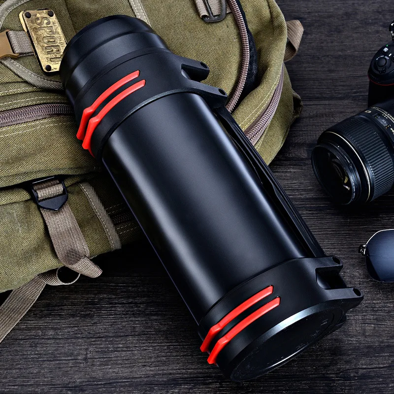 Tanie 2L 3L o dużej pojemności podwójna ścianka termos ze stali nierdzewnej kubek termiczny butelka do wody Outdoor Drinkware Sports Flask