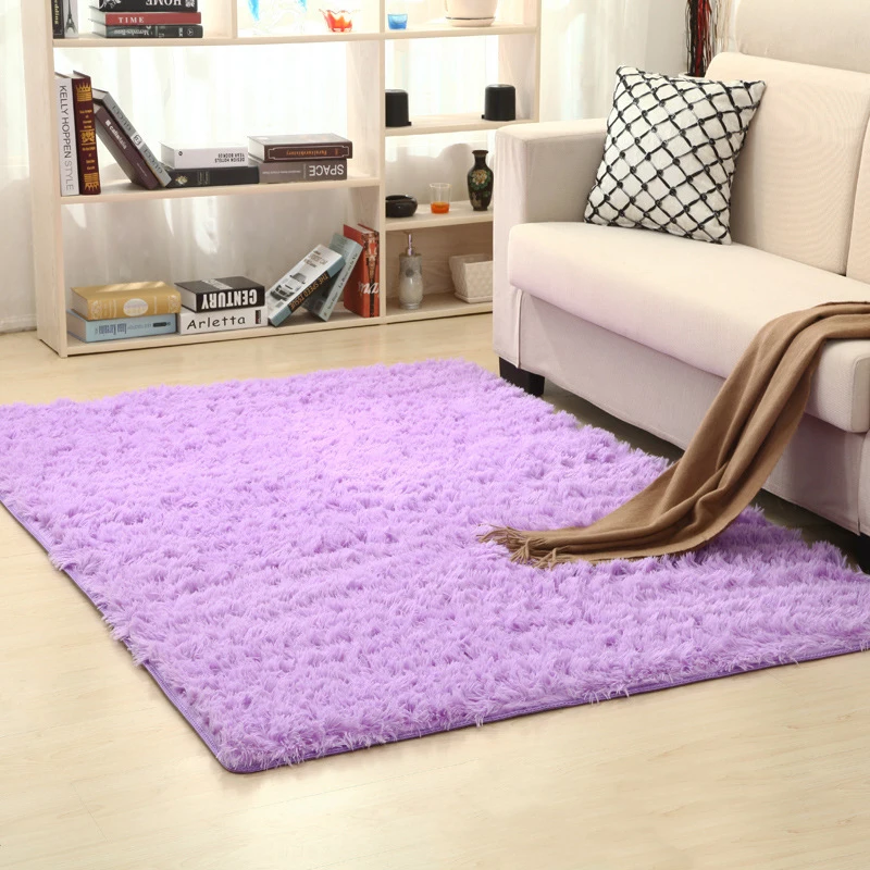 New 16 Color washed silk hair non-slip carpet living room coffee table blanket Bedroom bedside mat yoga rugs solid color plush