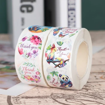 

500Pcs/Roll Floral Thank You Stickers Round Animal seal label handmade scrapbooking Envelope stationery sticker 8 Style