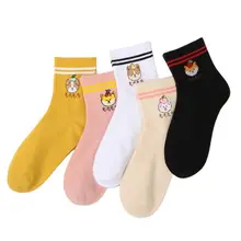 Новинка 5 пар/уп. мягкие хлопковые короткие носки для взрослых милые спортивные носки с животными из мультфильмов