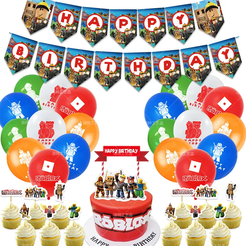 Roblox Juego Globo Para Decoracion De Fiesta De Cumpleanos Para Nino Y Nina Banner Para Pastel Decoracion De Fiesta De Cumpleanos Tematica De Juego Suministros De Bano Para Bebe Juguetes Para Ninos - fiesta tematica de roblox para niños pastel ideas para las